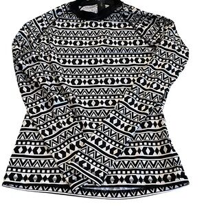 J. Crew Black and White Girls Graphic Rash Guard, Size Large
